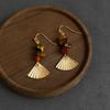 Retro Melaard Tiger's Eye Handmade French Light Luxury Stud Earrings for Women