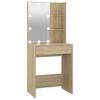 Makeup Table with LED Lighting Sonoma Oak Finish 60 x 40 x 140 cm
