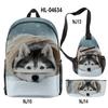 Classico Novità Strano Divertente Cool Husky Stampa 3D 3pz/Set alunno Zaini Scolastici Zaino per Viaggio per Laptop Borsa da Petto Astuccio
