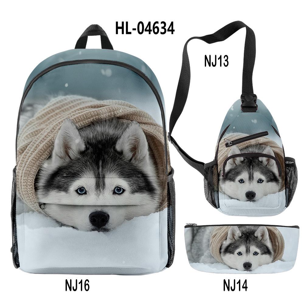 Traditionnel Créatif Cool cheval licorne Design 3D 3 pièces/Ensemble Apprenant Étudiant Sacs Sac à dos pour ordinateur portable Sac bandoulière Sac repas Pochette à crayons