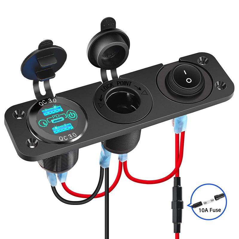 

12В/24В USB Розетка питания 3 в 1 DIY Панель 66Вт 3 Порта Автомобильное зарядное устройство Гнездо прикуривателя для Автомобиля Лодки Морского судна Грузовика Мотоцикла зелёный