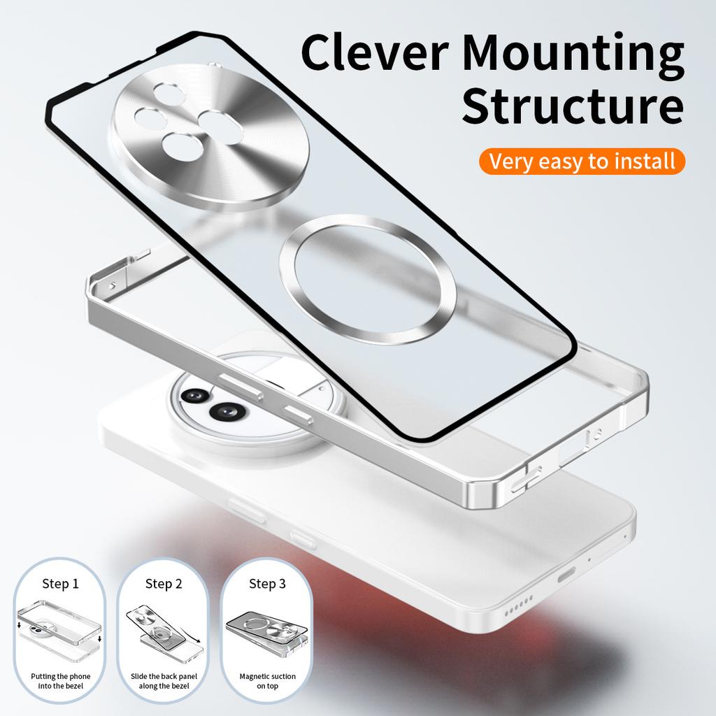Luxury Magnetic Hybrid TPU Electroplate Bumper Frame Case for Nothing Phone 3 5G Clear Frosted Back Shockproof Cover