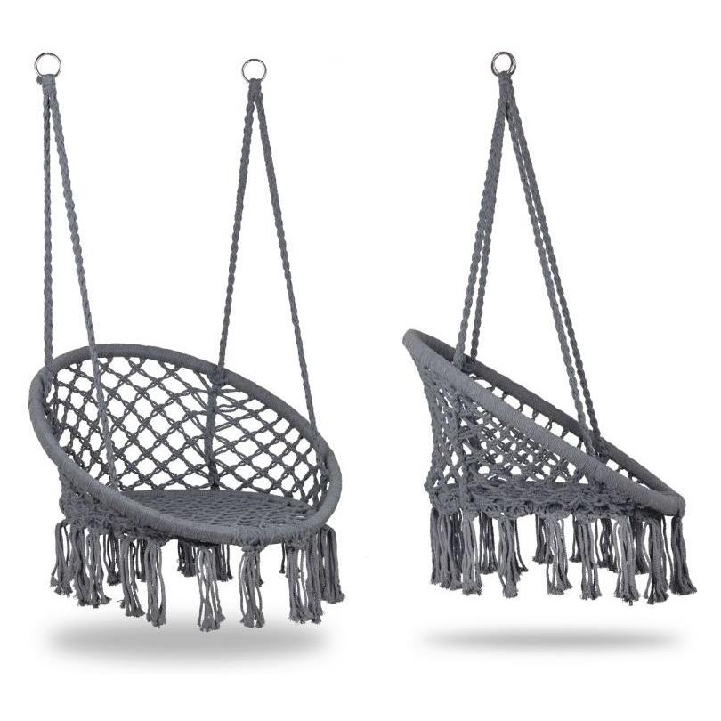 Stork's Nest Swing Hanging Chair Garden Boho for Home Garden 120cm - gray