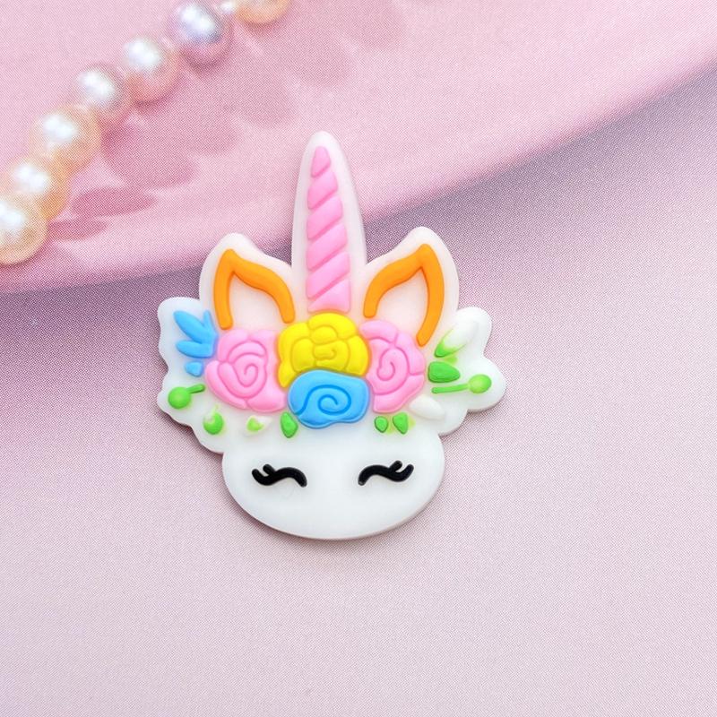 12pcs Cute Mini Unicorn head PVC flexible glue Flat back DIY Scrapbook Embellishment Phone Craft Decoration E98