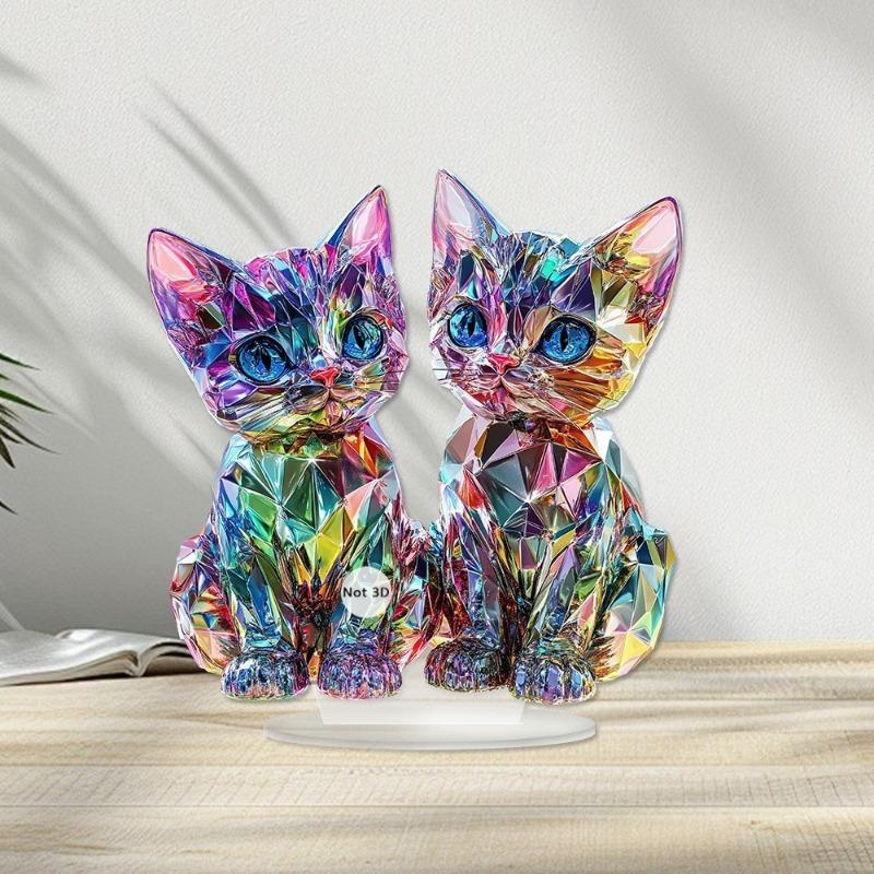 1 BUC Culoare Doi Pisoi Mobilier de Casă Sufragerie Birou Acril Colecție Ornament pentru Birou Ornament Cadou