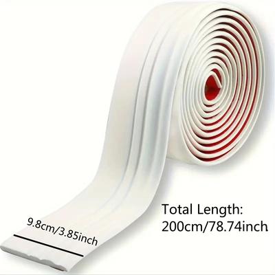 1Rolls 9.8cmx2m Self Adhesive Flexible Foam Molding Trim, Peel and Stick Baseboard Molding Trim, 3D Decorative Wall Lines Wall