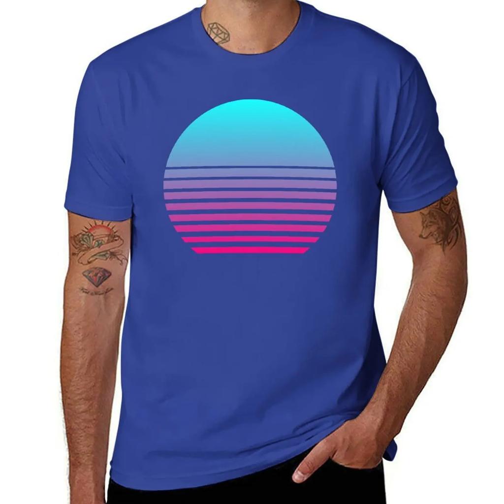 Outrun Retro Sonne T-Shirt Basketball Grafik T-Shirts Übergrößen Individuelles T-Shirt für einen Jungen Lustige T-Shirts Herren