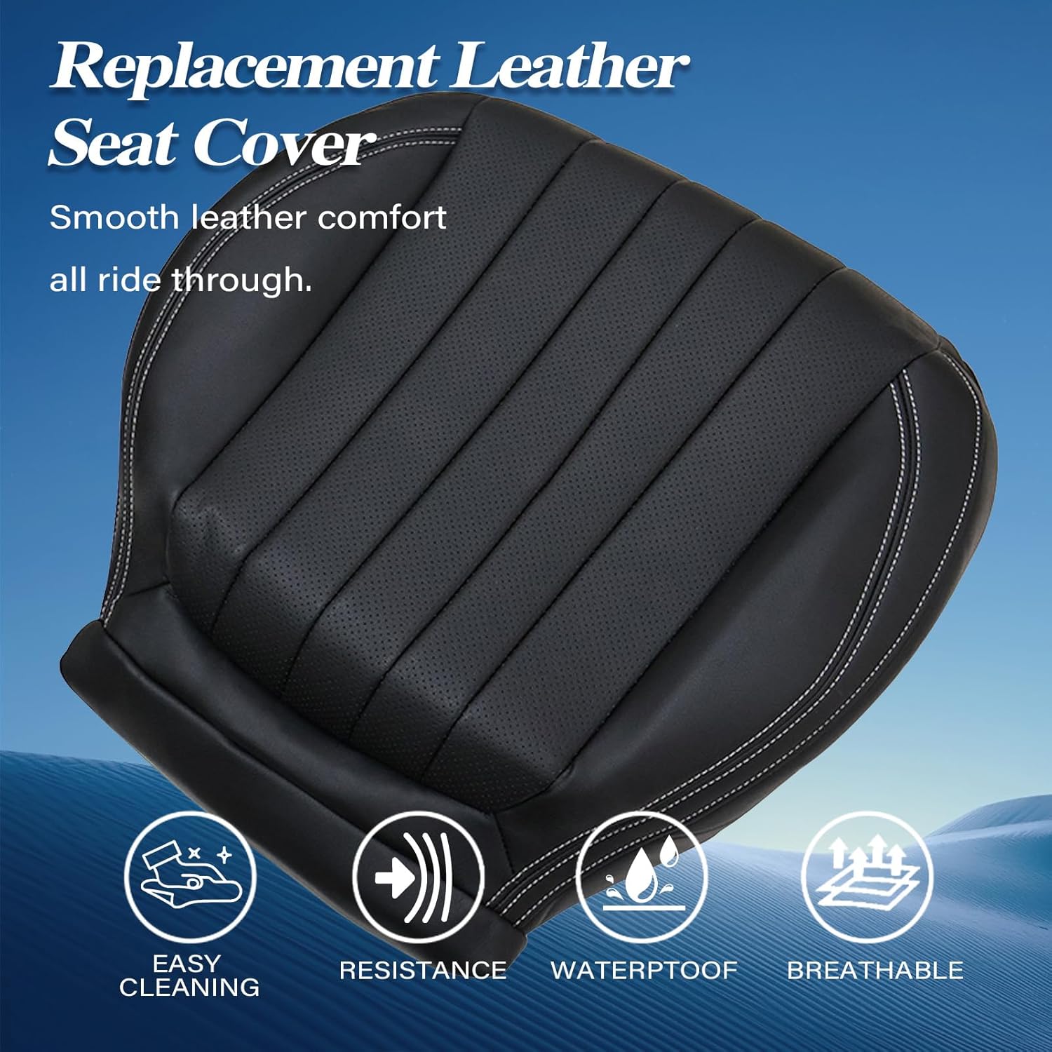 

GXARTS Front Driver Or Passenger Side Bottom Seat Cover Microfiber Leather Black Compatible with Mercedes Benz E300 E350 E400 E450 2017 2018 2019