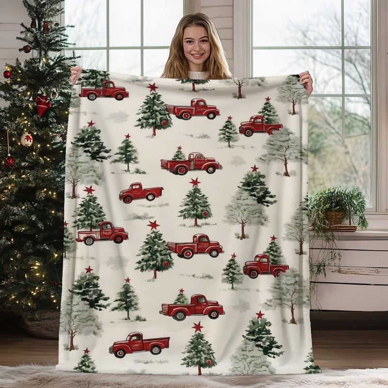 Christmas Geometric Theme Digital-printed Polyester Velvet Flannel Soft Sofa Cover Blanket Fleece Sofa Cover Blankets for Beds
