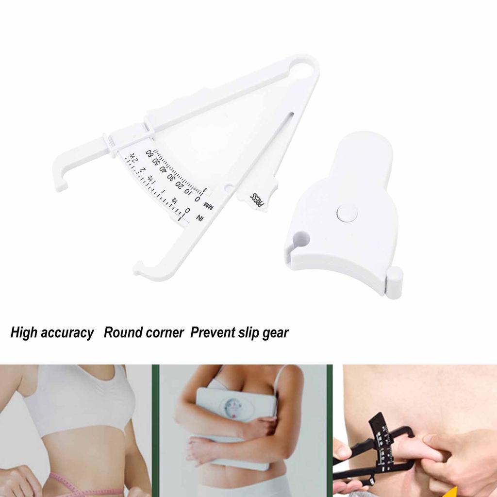 Skin Fat Caliper Press Type Clip Clear Scales High Accuracy Mm Inch Body Measure Tape White