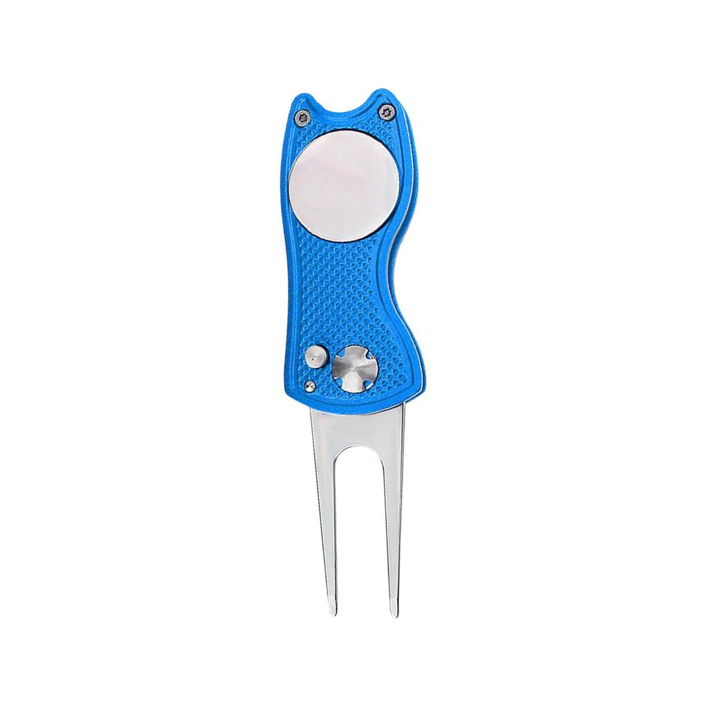 Metal Golfs Divot Tool Golfs Divot Repair Tool with Magnetic Golfball Marker and Button Foldable Metal Green Tool
