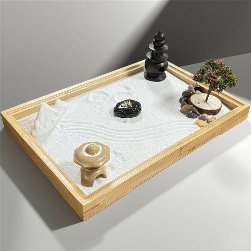 ABBP-Japanese Garden For Artificial Bonsai Tree, Rocks Rakes Gifts Sand Kit Office Decor