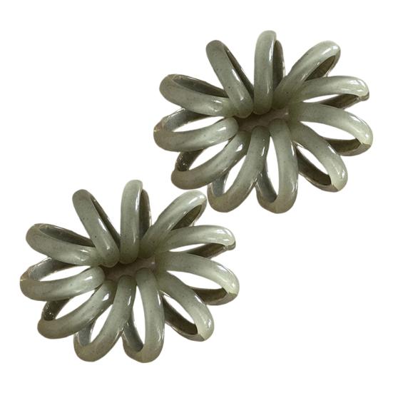 

2Pcs Spiral Loop Hair Tie Fluffy Ball Head Hair Rope Pure Color Strong Phone Cord No Breakage Hair Accessories