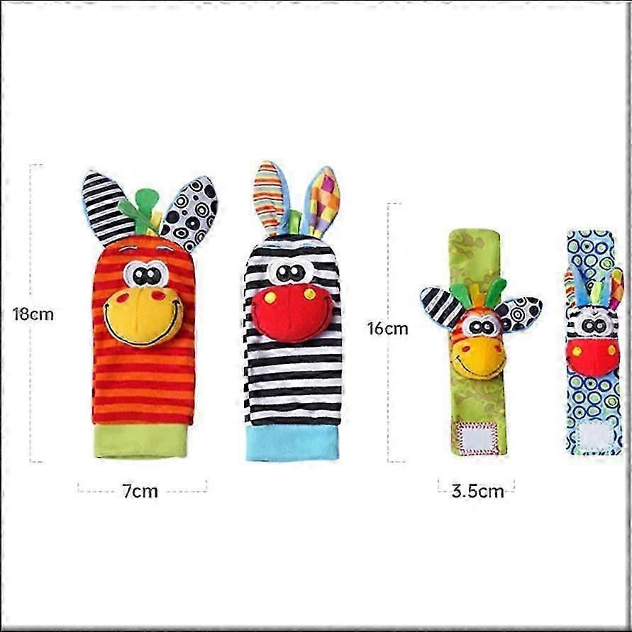 Baby Wrist Rattle,4pcs Baby Wrist Rattle and Socks Rattle Strap Rattles and SocksFoot Finder Developmental Toys Gift for Toddlers Boys Girls (Donkey)