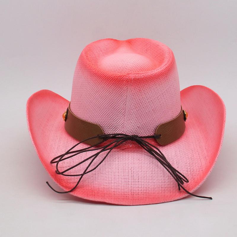 Western Cowboy Straw Hat Big Eaves Hat Sunscreen Shade Beach Hat Hard Straw Hat