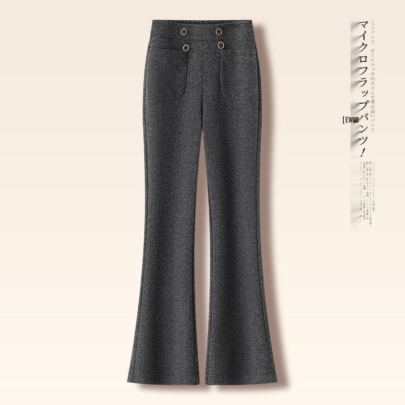 

Autumn/Winter 2025 Women s Off-white High Waist Woolen Micro-flare Trousers: Fashionable, Slimming, Versatile. 27/M (95-105 lbs) сірий колір