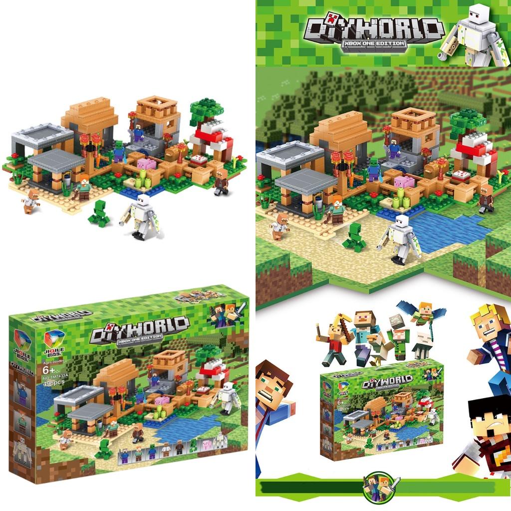 Anspruchsvolles Bauspielzeug, kompatibel mit Lego Minecraft Village Boy Puzzle-Bausatz