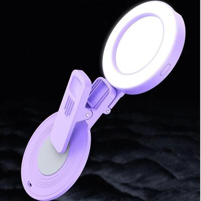 Wiederaufladbares LED-Taschen-Selfie-Licht Dreifarbiges Licht Weiches Licht LED-Ringlicht 180° drehbar Faltbar