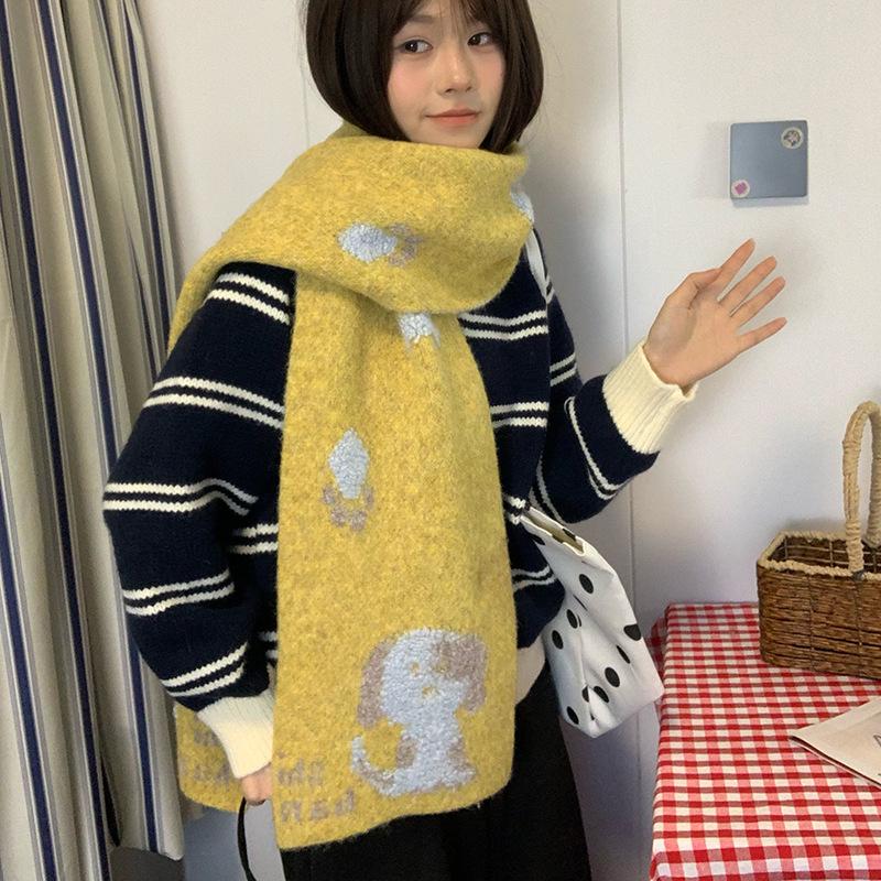 Falling Pool Knitwear: Fluffy 3D Puppy Scarf - Korean Style Unisex Warm Neck Warmer for Autumn/Winter