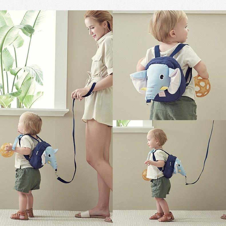 Baby Walking Artifact Baby Anti-lost Backpack Baby Elephant Anti-lost Rope Children's Kindergarten Double Shoulder Small Schoolbag Traction Rope