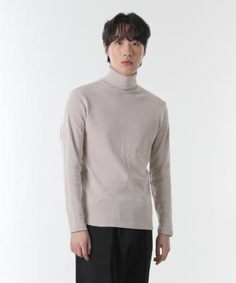 CODE I'M Cotton Spandex True To Size Long Sleeve Turtleneck Tee Beige
