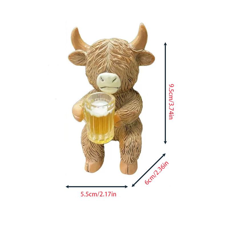 

Creative Resin Highland Cow Statue Pendant for Home Wall Decoration. Highland Cow Flowerpot Hanging Piece. A
