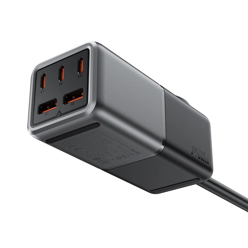 Ładowarka Biurkowa Acefast Z2 Gan 75W Pd 3X Usb-C 2X Usb-A - Czarno-Szara