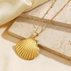 Vacation Stainless Steel Ocean Element Shell Heart Bow Flower Earrings Necklace Women's Beach Jewelry Set