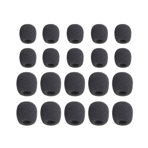 

YFFSFDC Microphone Sponges, Set of 20, 5mm/8mm Inner Diameter, for Headsets, Intercoms, Lapel Microphones, and Noise Reduction, Mini Black