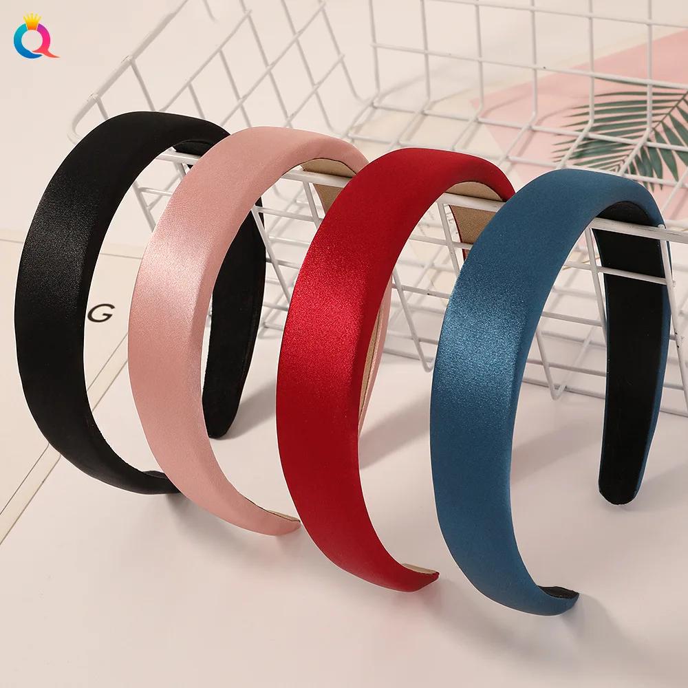 1pcs Satin Sponge Headband for Women Solid Colors Thick Hair Hoop Hairband Fashion Hair Accessories