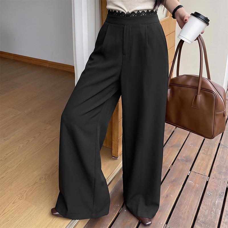 VEZFAA Pantaloni e capris a vita alta con stampa tinta unita casual alla moda da donna