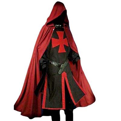 Medieval Knight Cloak & Tunic Templar Hooded Cap Crusader Cloak/Tunic Costumes Cosplay SCA |