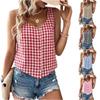 Damen Sommer Mode Rundhals Knopf Locker Ärmellos Weste Hemd Top