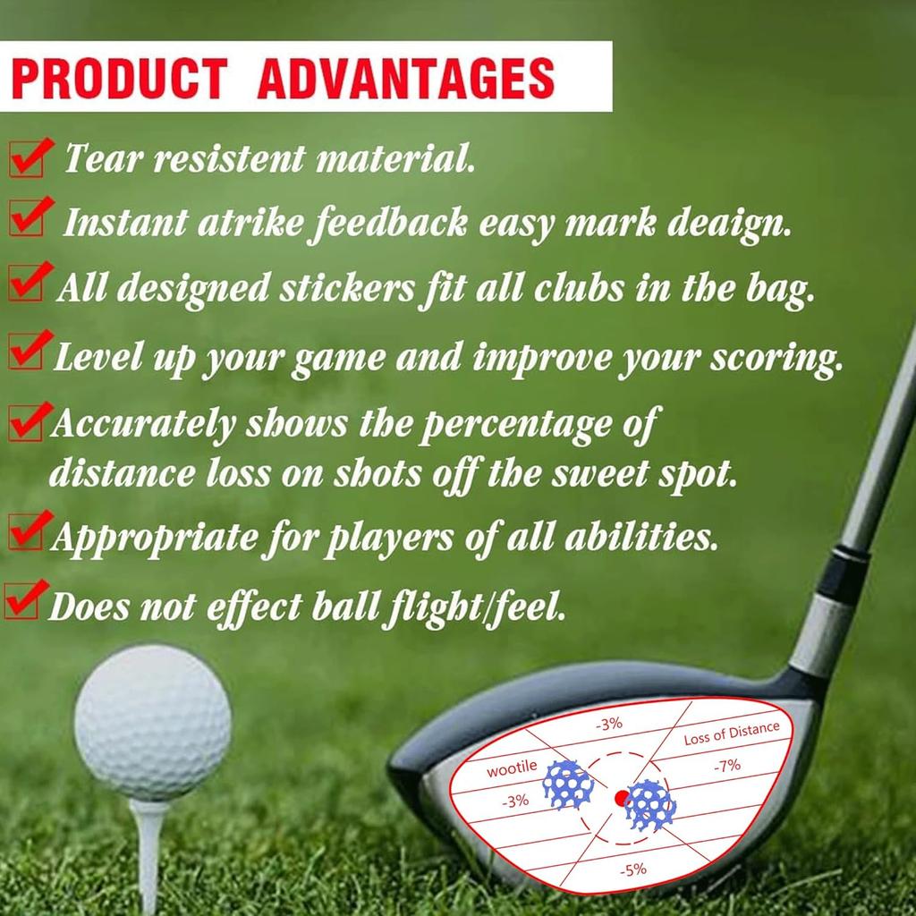 180 Pcs Golf Driver Blue Impact Tape Labels Golf Club Impact Tape Labels Self-Teaching Sweet Spot Target Sticker for Swing Training Aid Impacts Label