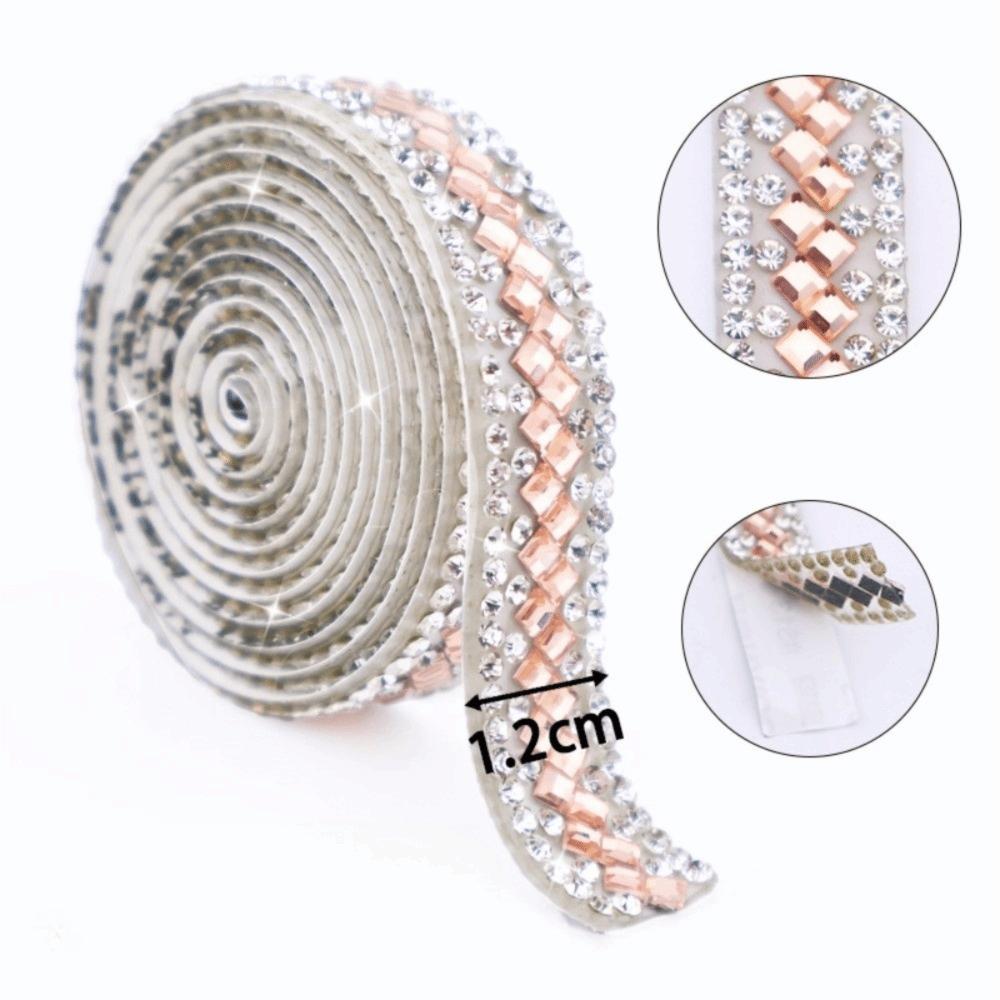 3 Yards Self Adhesive Glass Rhinestone Flexible Sparkling Rhinestone Strip Shiny DIY Decoration Apparel Accessory Clothing Decor