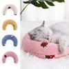 U-Shaped Pet Pillow Cat Neck Support Pillow Soft Fluffy Cat Calming Pillow with Cute Patterns Half Donut Cuddle Pillow for Cats And Small Dogs