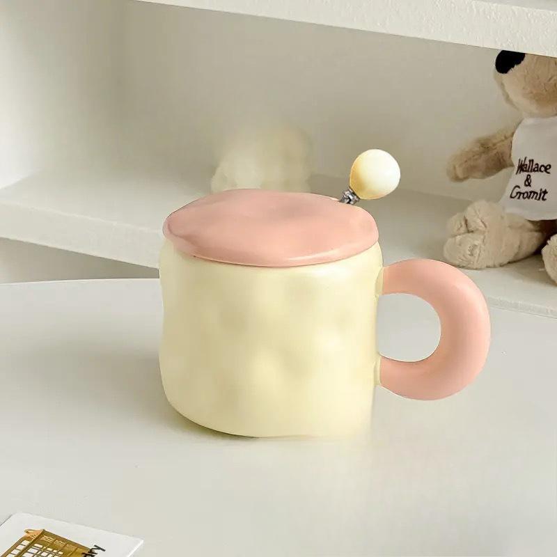 

Милая кружка высокой ценности с крышкой для девочек, офисная кофейная чашка, контрастная парная чашка 301-400ml