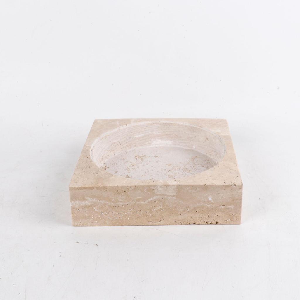 Wabi-sabi Natural Yellow Travertine Vase: Ashtray, Tray, Ornament, Floral Arrangement, Plant Pot, Coffee Table Accent