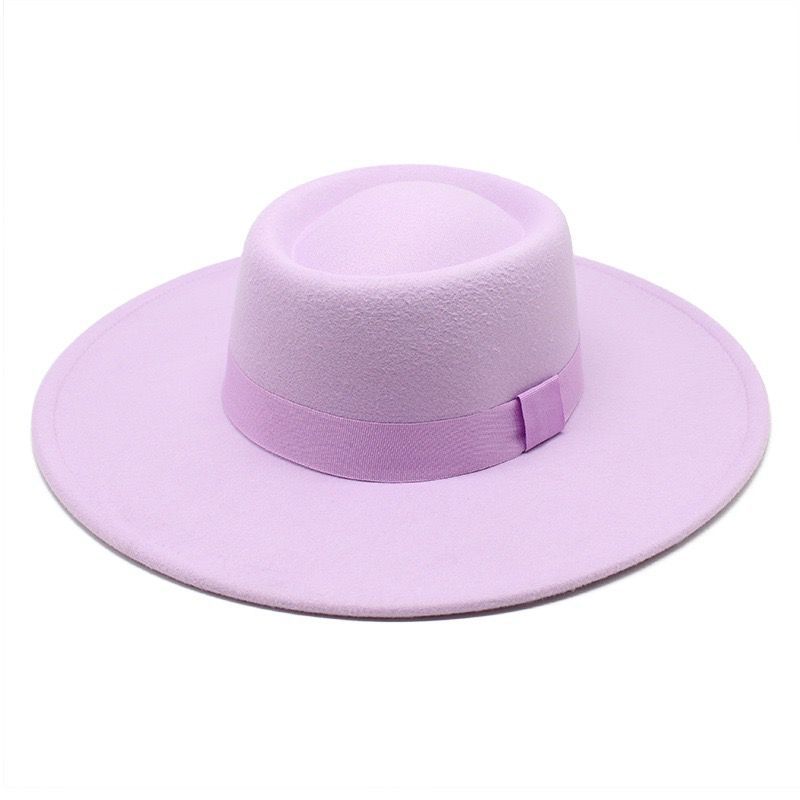 Popular European and American Simple Wool.cm Brim Men's and Women's Autumn and Winter Warm Outdoor Oval Ring Top Hat
