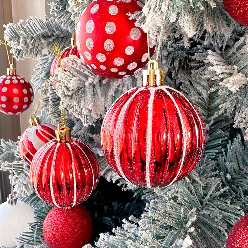 30pc/box Painting New Year Sparkling Christmas Balls Gifts Christmas Tree Pendants Home Hanging Pendants Exquisite 6cm