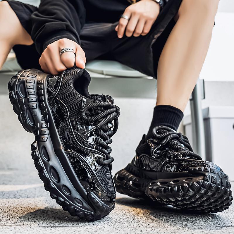 Men's Shoes Fashion Trend Mesh Breathable Thick Bottom Shoes Outdoor Anti-slip Comfortable Sneakers Casual Running Shoes White Shoes