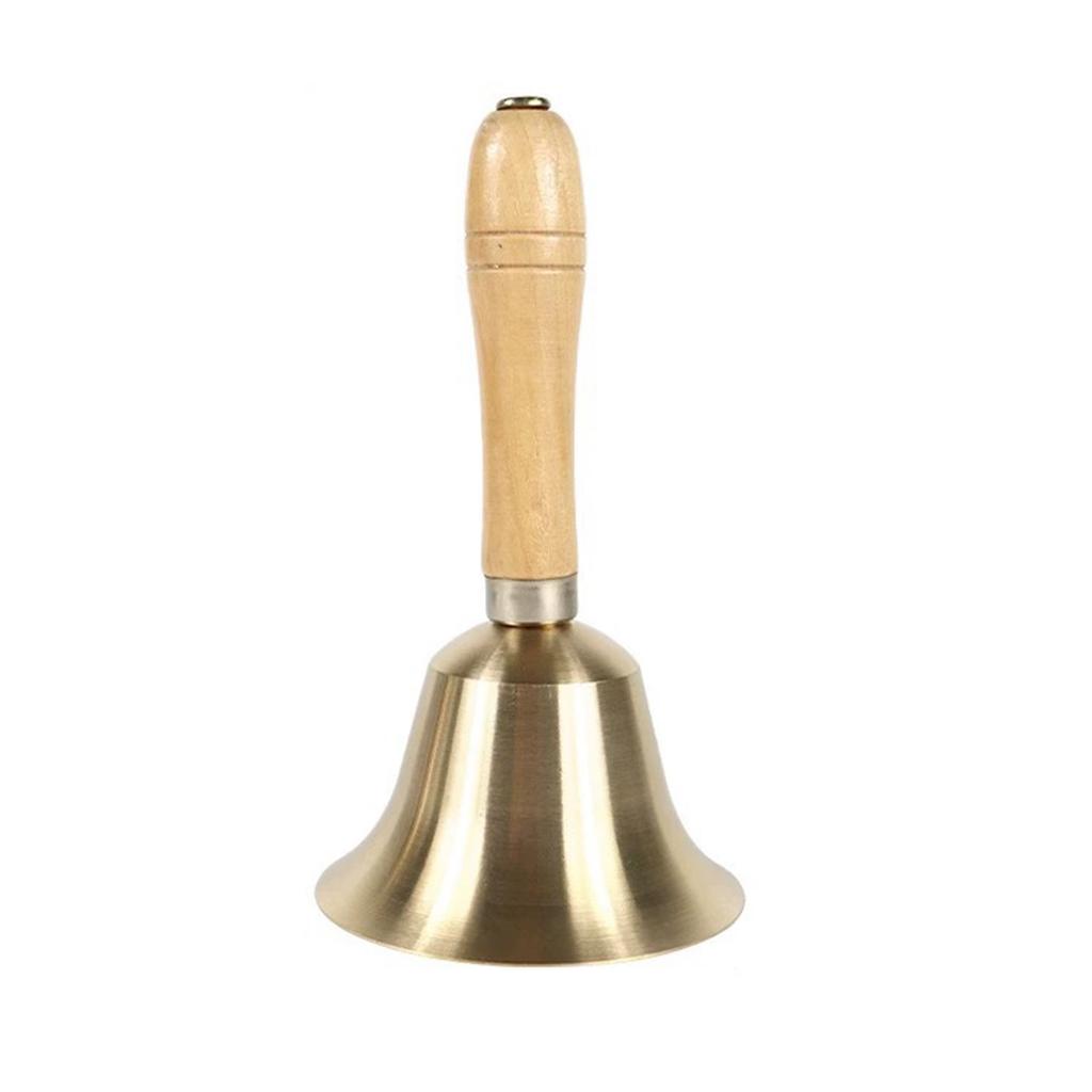 Festive Attention Christmas Hand Bell Wooden Handle Kindergarten Kids Christmas Jingle Ring Xmas Decorations Christmas Bells 8cm