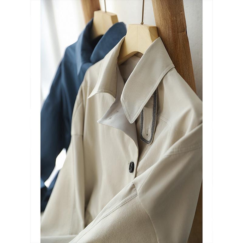 Textured tooling, short trench coat, waist short coat, women's fashion drape, small women's clothing