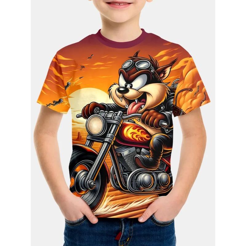 

Cute Cartoon Animal Patterns Print Summer Round Neck Children s Short Sleeved T-shirt Comfortable Fashionable Boys T-shirt 120