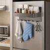 Carbon Steel Magnetic Storage Rack Wall Mounted Large Capacity Refrigerator Side Storage Rack with Hooks Punch Free Spice Rack