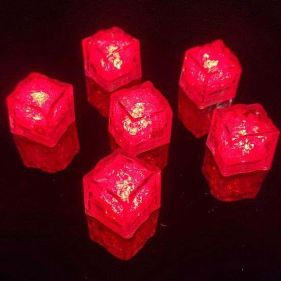12 Pcs Glowing Ice Cubes Water Activated Color Changing LED Lights Submersible Bar