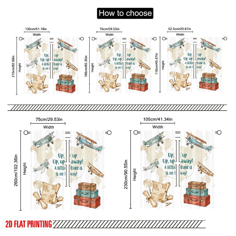 2pcs 2D Flat Printing Window Curtains Up Up Away Adventure Awaits Fabric Without Electricity Festive Curtains Perfect for Yard &