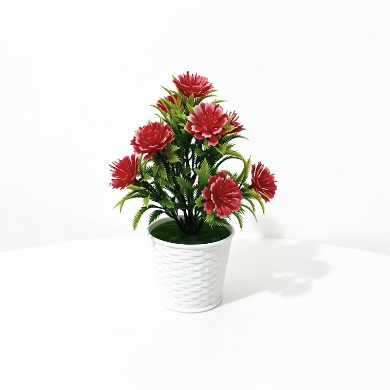 Artificial Wickerstyle Flower Pot With Plastic Flowers Decor For Home And Outdoor Use