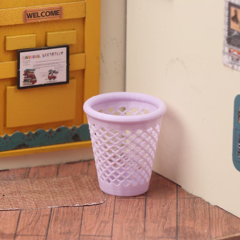 Mini 1/12 Hollowed-out Trash Can Model Dollhouse Living Furniture Decoration Dolls House Micro Scene Ornament