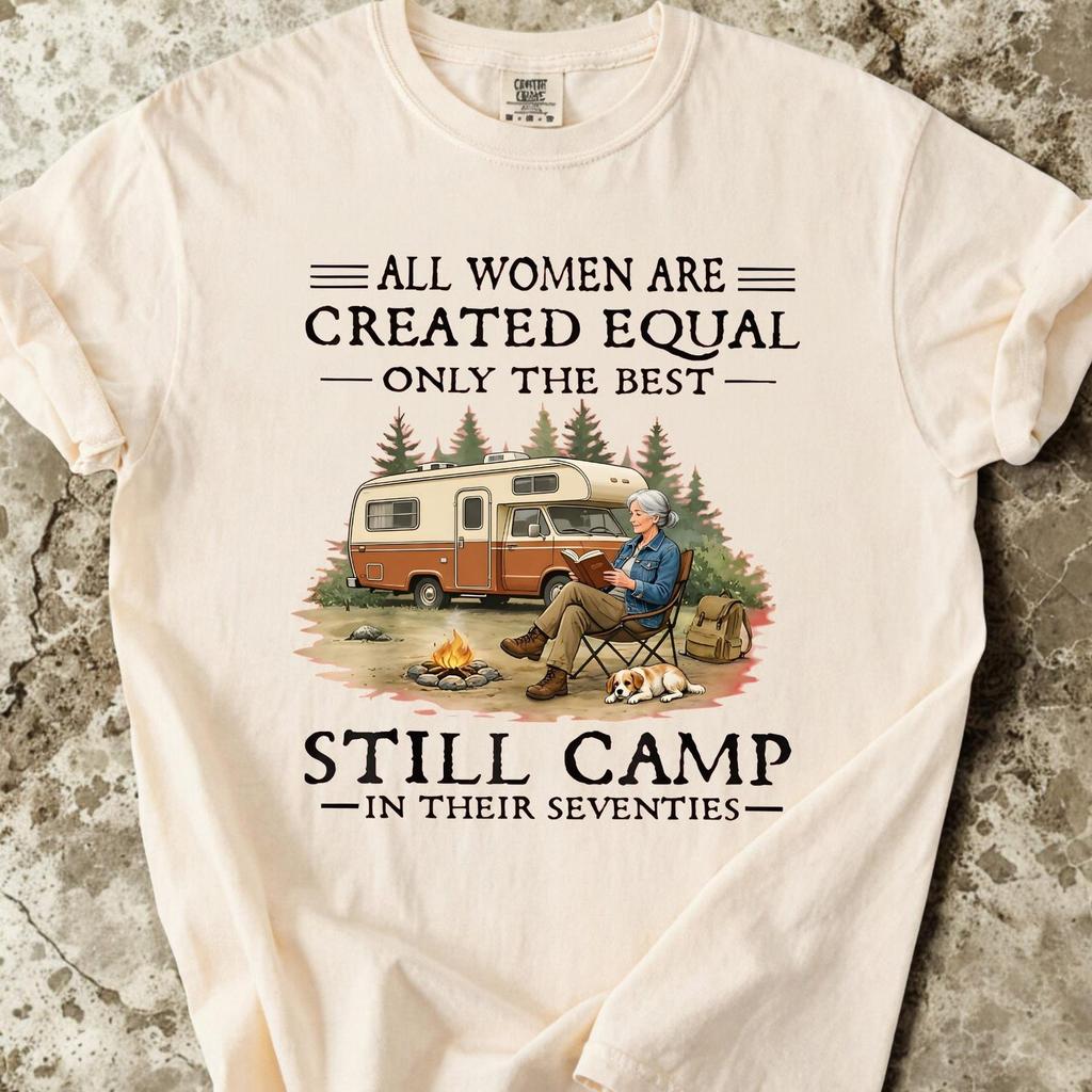 Funny Camping Shirt for Women 70th Birthday Gift, Camper Grandma Tee, Outdoor Lover Gift for Mom, Hiking Campfire T-Shirt